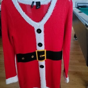 New Directions Red Santa V-Neck Sweater